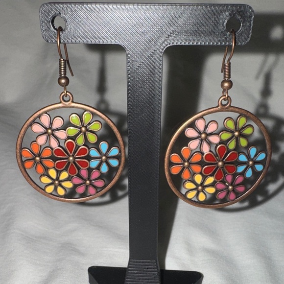 Bohemian Colorful Floral Earrings - Picture 3 of 6